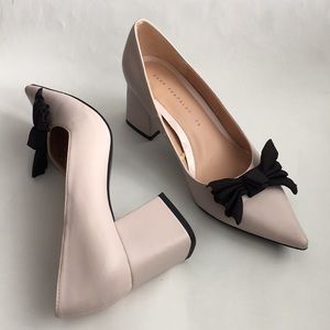 Zara synthetic leather pink blush pointy pumps